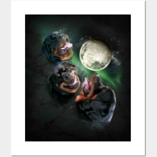 3 Rottweiler Dog Moon, Wolf Dogs, Wolves Howling Posters and Art